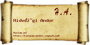Hidvégi Andor névjegykártya