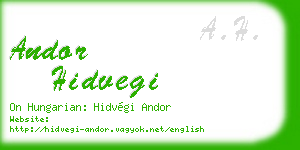 andor hidvegi business card