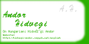 andor hidvegi business card